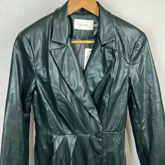 NEW idem ditto Womens Coat Sz Small Deep Green Wrap Front Pleated - Picture 2 of 11